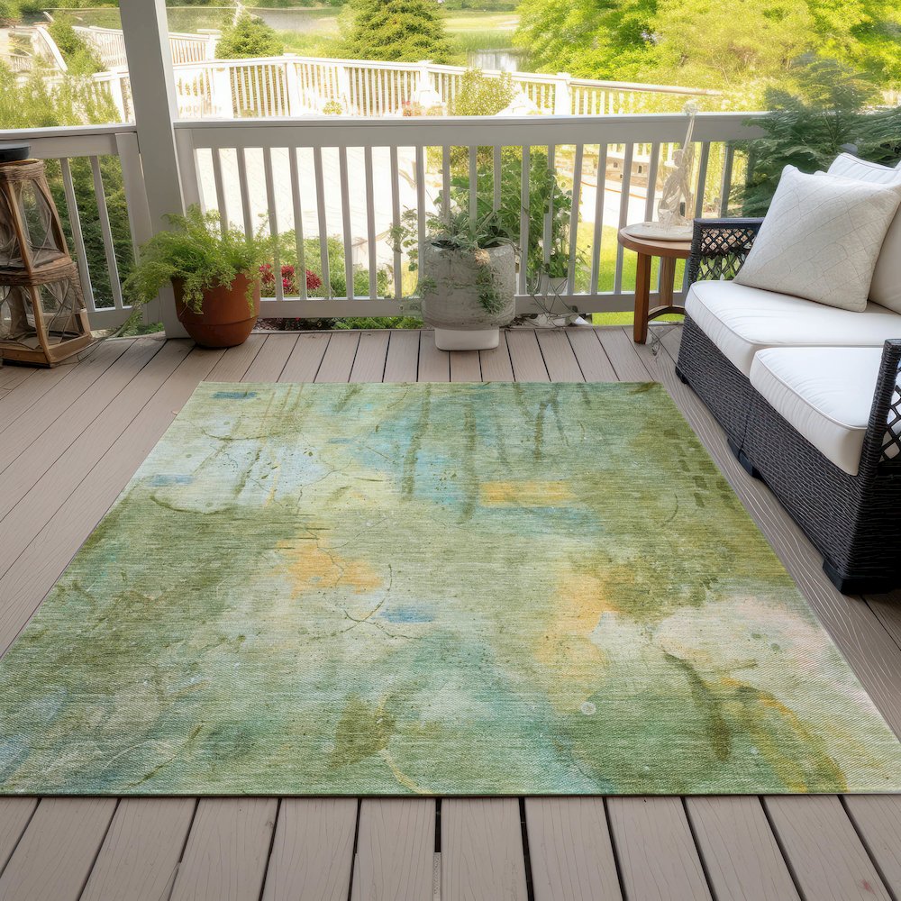 Machine Washable Indoor/Outdoor Chantille ACN2032 Sage 10' x 14' Rug