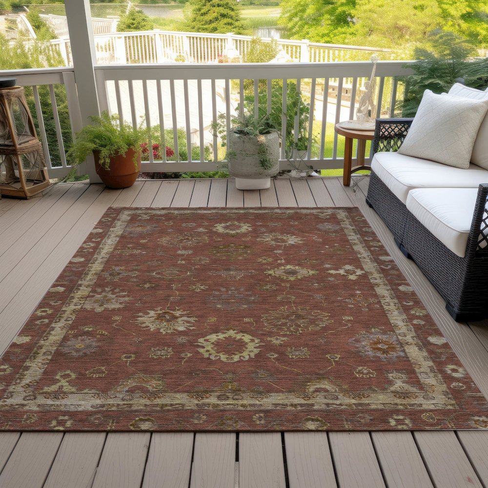 Machine Washable Indoor/Outdoor Chantille ACN2045 Paprika 10' x 14' Rug