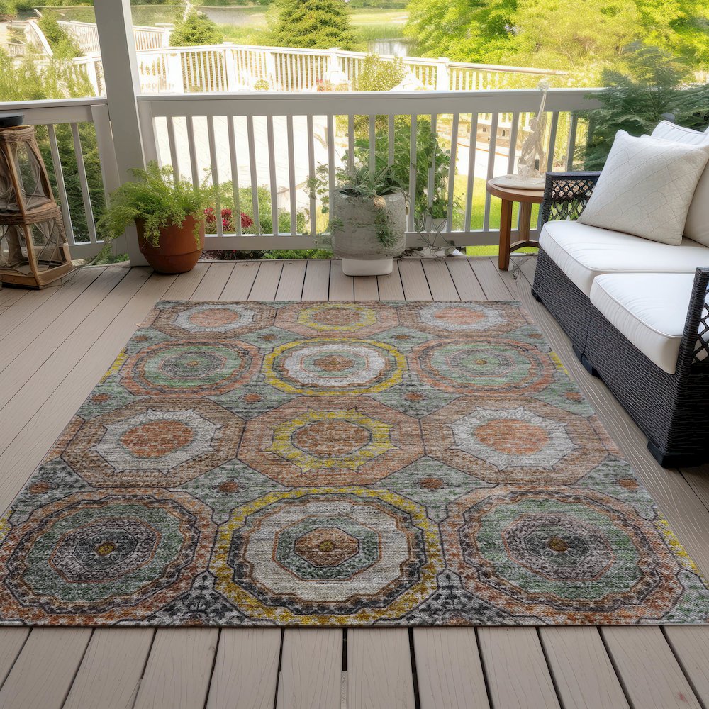 Machine Washable Indoor/Outdoor Chantille ACN2050 Sage 10' x 14' Rug