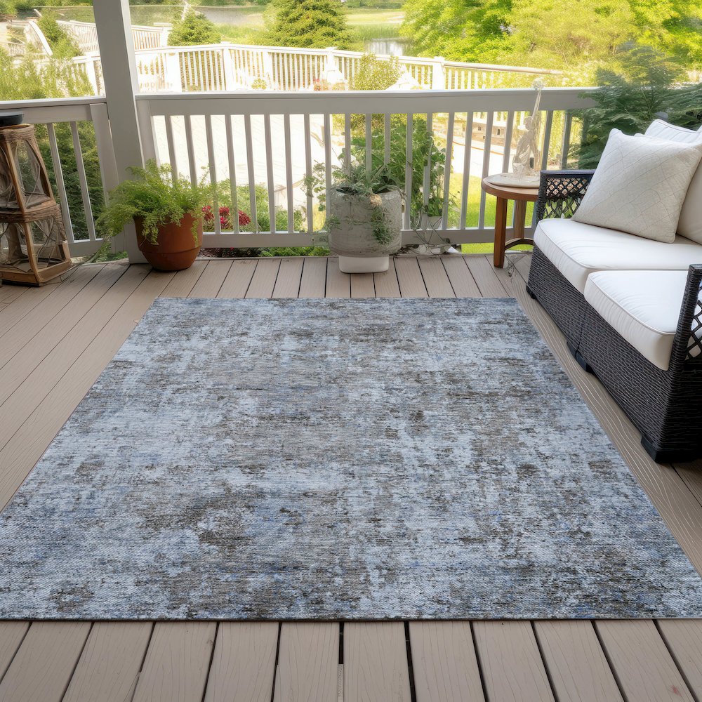 Machine Washable Indoor/Outdoor Chantille ACN2061 Blue 10' x 14' Rug