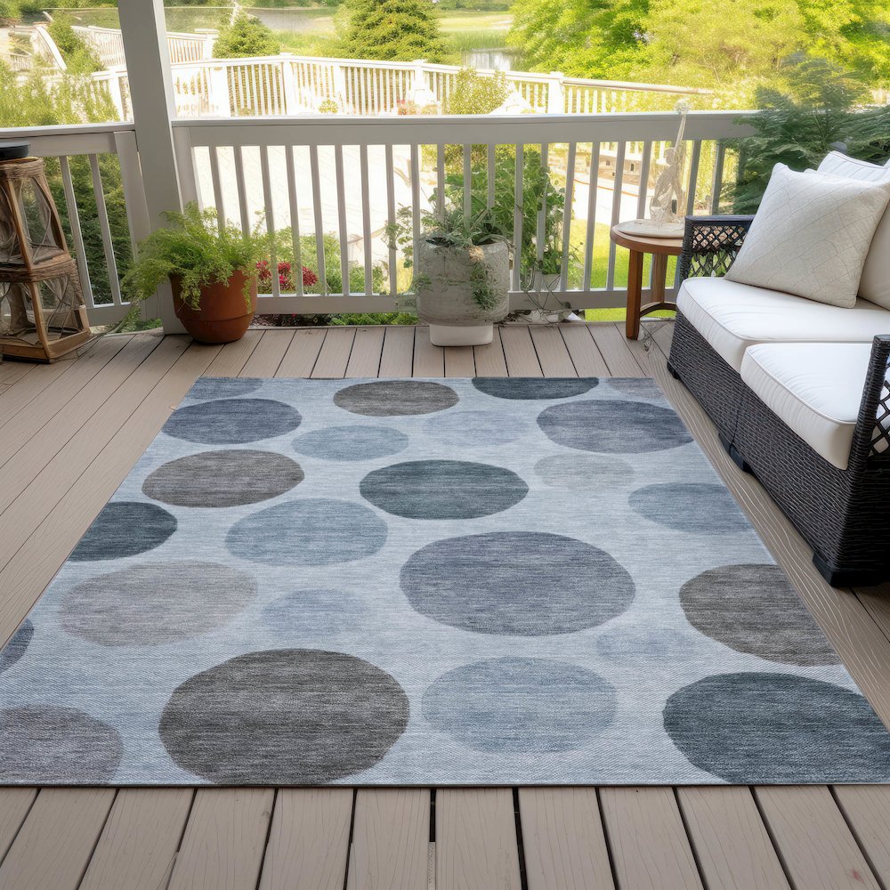Machine Washable Indoor/Outdoor Chantille ACN2062 Blue 10' x 14' Rug