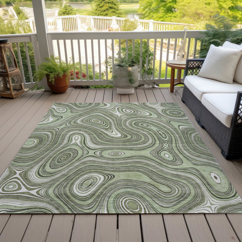 Machine Washable Indoor/Outdoor Chantille ACN2097 Aloe 10' x 14' Rug