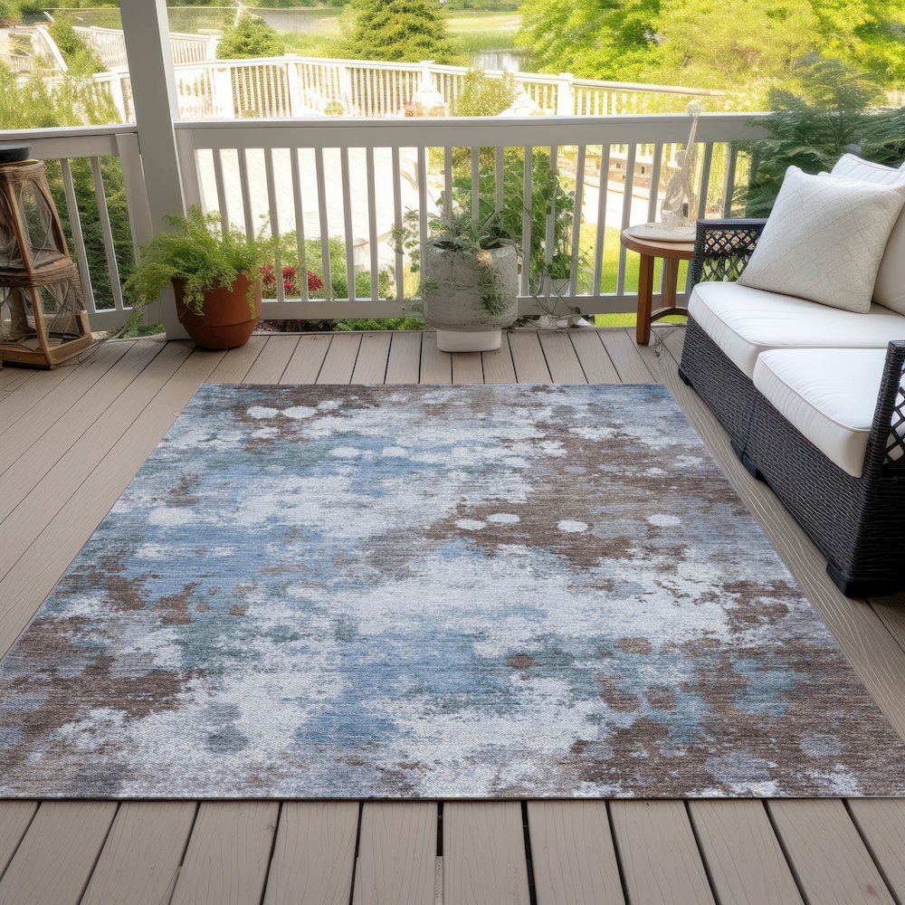 Machine Washable Indoor/Outdoor Chantille ACN2114 Brown 10' x 14' Rug
