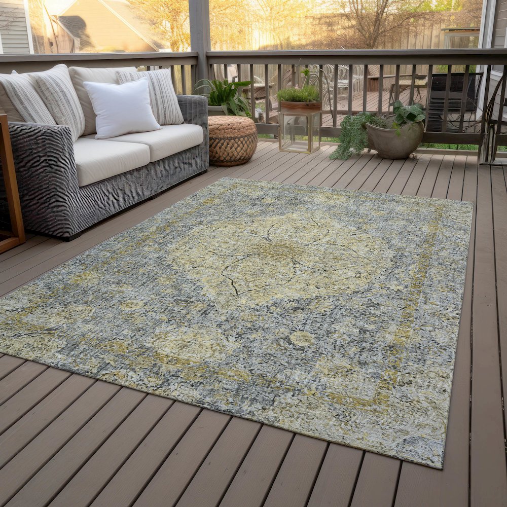 Machine Washable Indoor/Outdoor Chantille ACN2136 Pewter 10' x 14' Rug