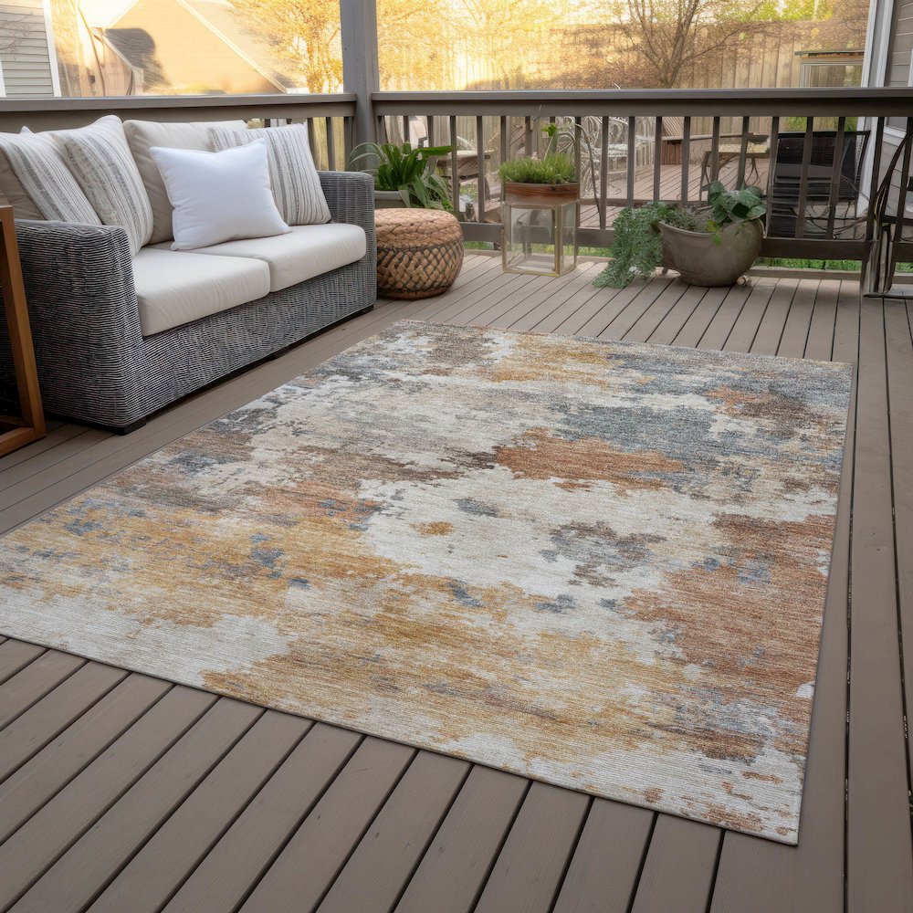 Machine Washable Indoor/Outdoor Chantille ACN2144 Paprika 10' x 14' Rug