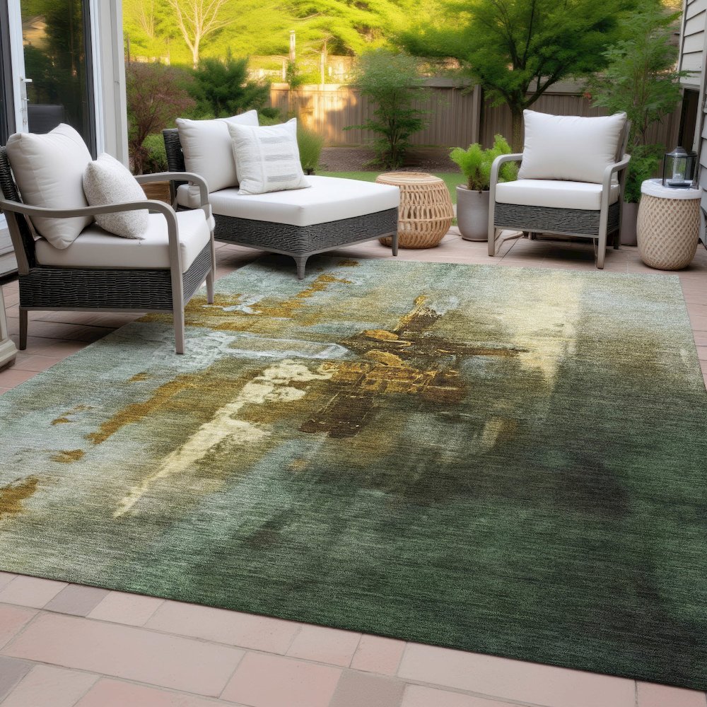 Machine Washable Indoor/Outdoor Chantille ACN2157 Brown 10' x 14' Rug