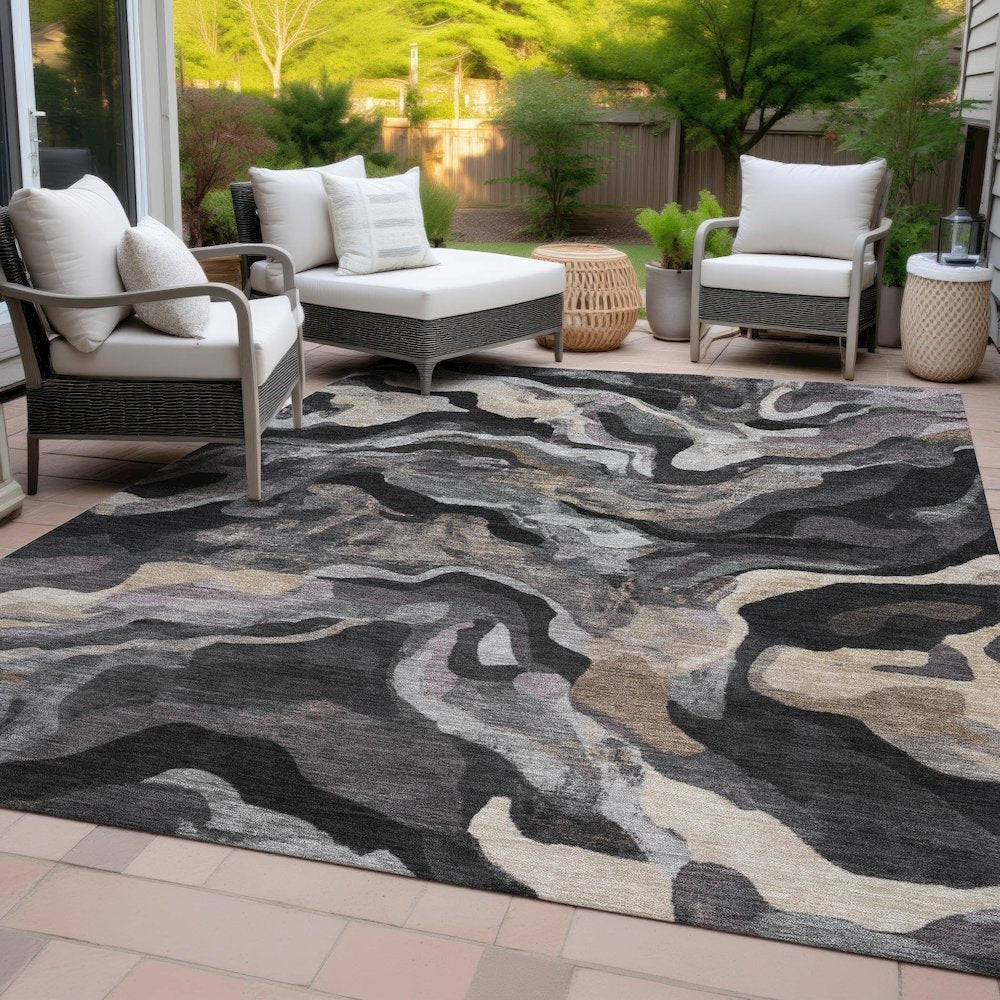 Machine Washable Indoor/Outdoor Chantille ACN2162 Granite 10' x 14' Rug