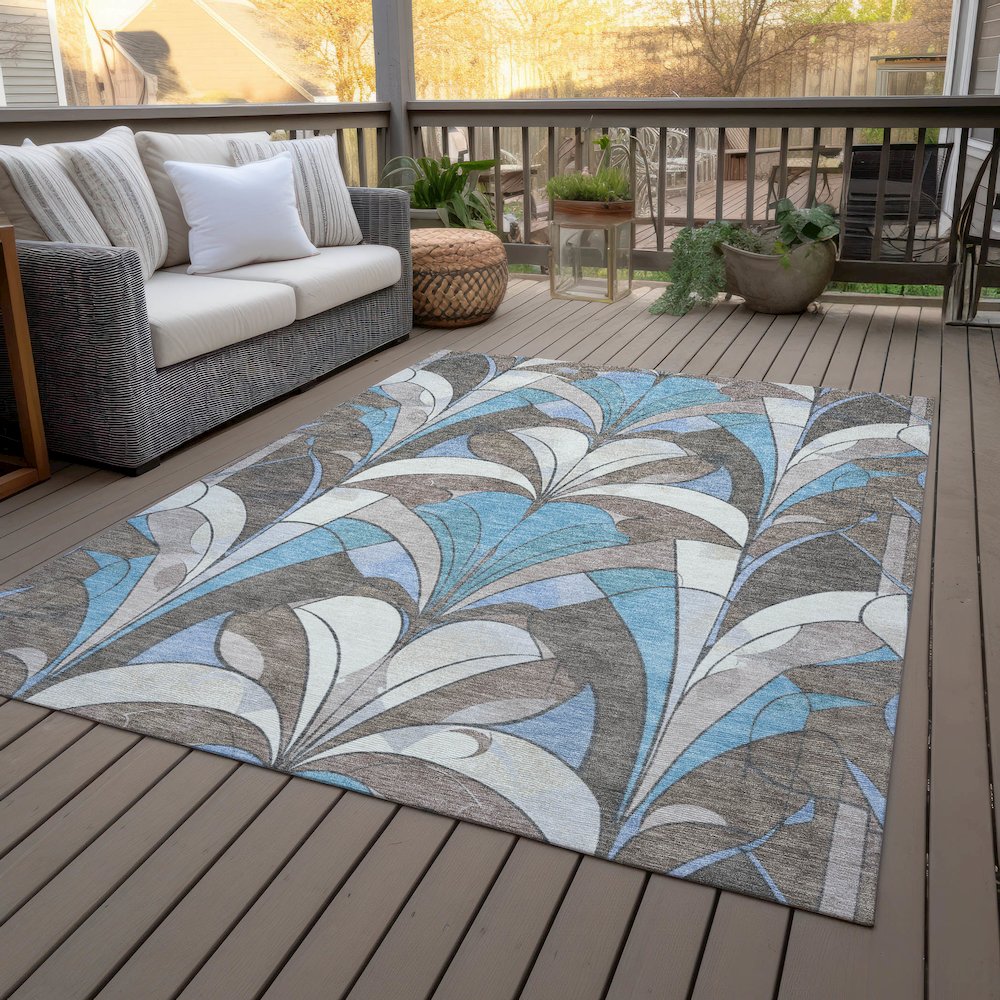 Machine Washable Indoor/Outdoor Chantille ACN2174 Brown 10' x 14' Rug