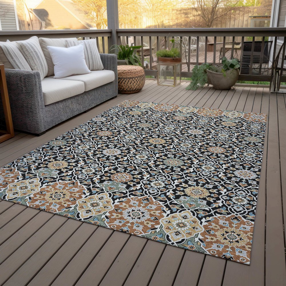 Machine Washable Indoor/Outdoor Chantille ACN2199 Black 10' x 14' Rug