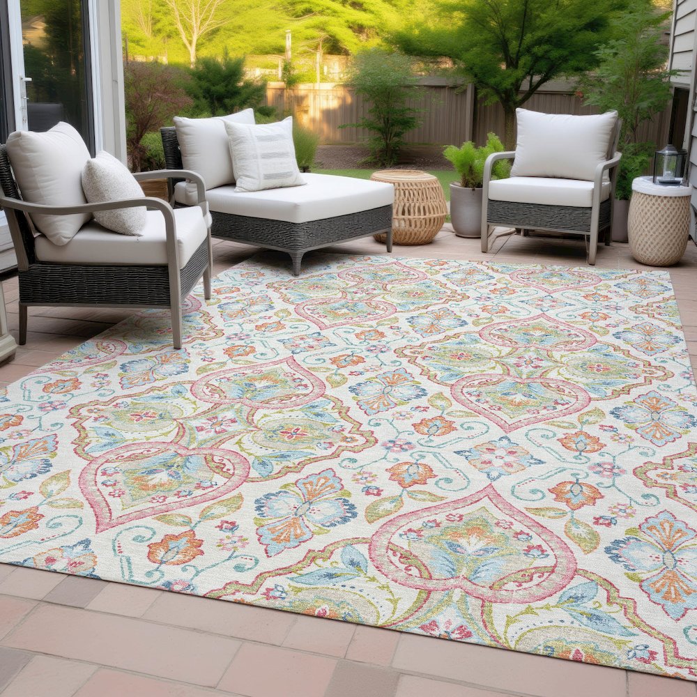 Machine Washable Indoor/Outdoor Chantille ACN2207 Ivory 10' x 14' Rug
