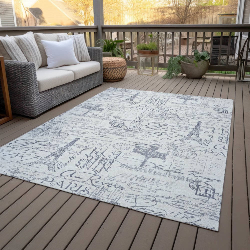 Machine Washable Indoor/Outdoor Chantille ACN2209 Ivory 10' x 14' Rug