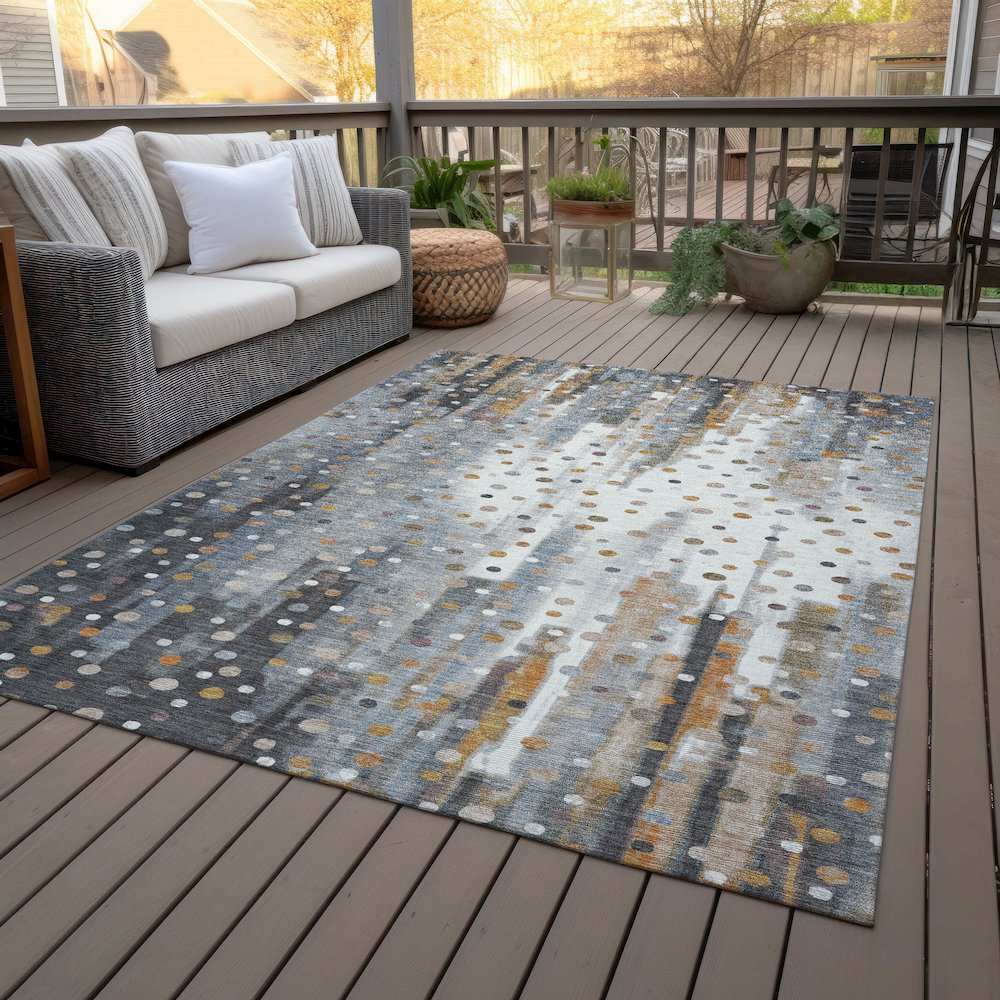 Machine Washable Indoor/Outdoor Chantille ACN2213 Gray 10' x 14' Rug