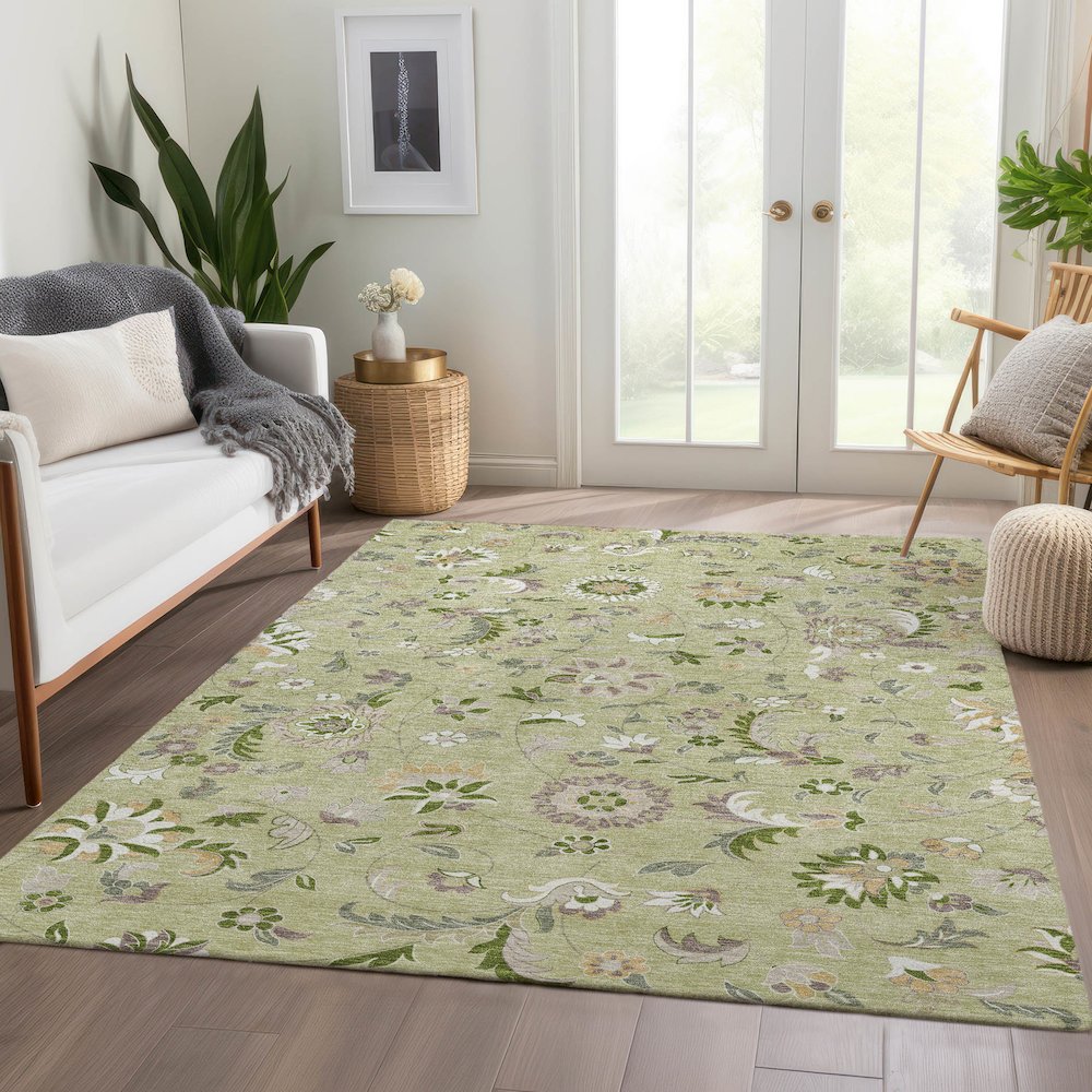 Premium Machine Washable Mayfield AMF1006 Aloe 10' x 14' Rug