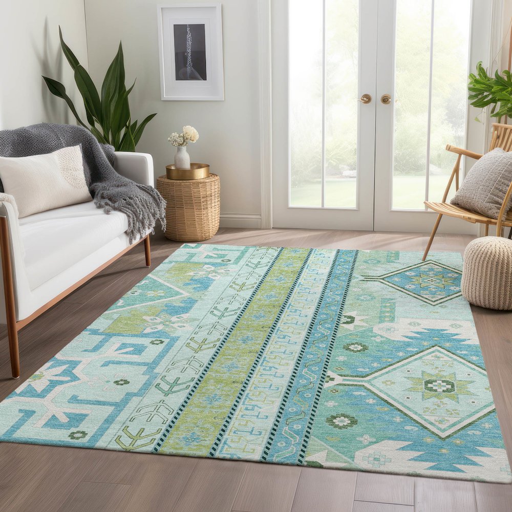 Premium Machine Washable Mayfield AMF1015 Mint 10' x 14' Rug