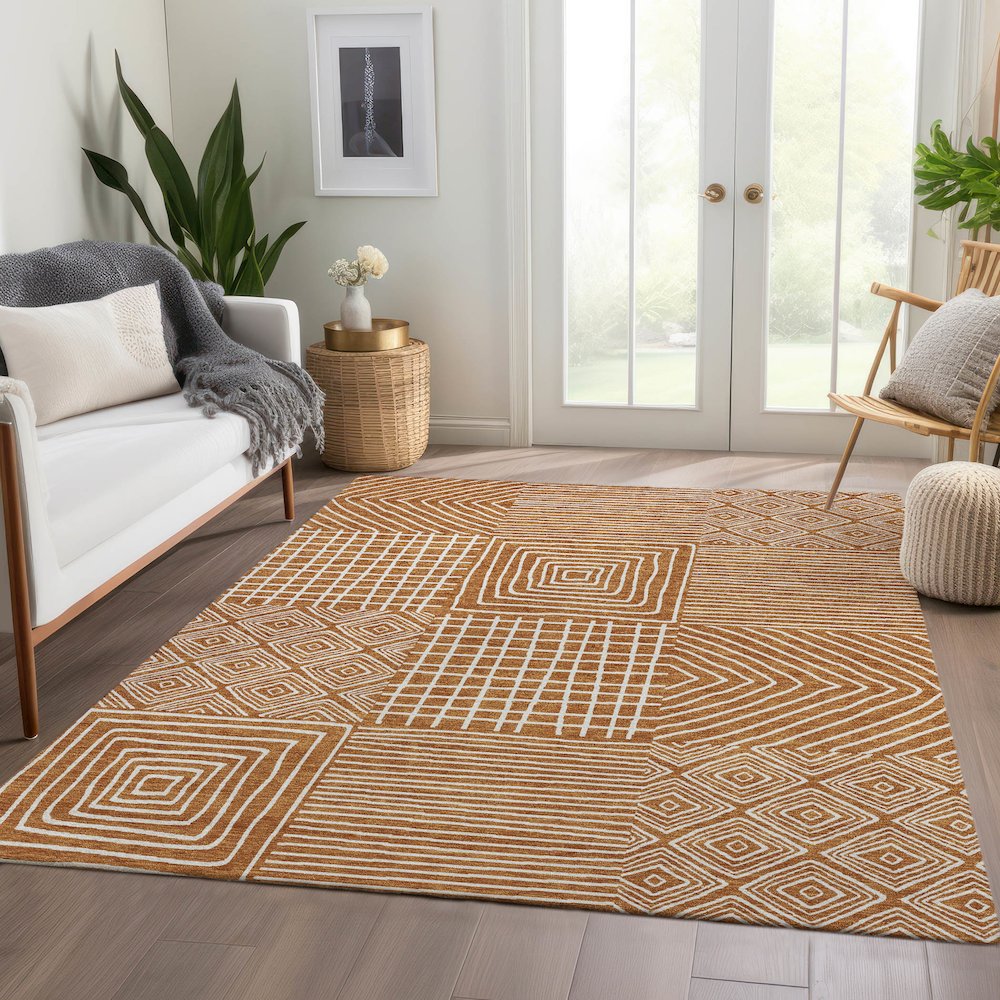 Premium Machine Washable Mayfield AMF1044 Paprika 10' x 14' Rug