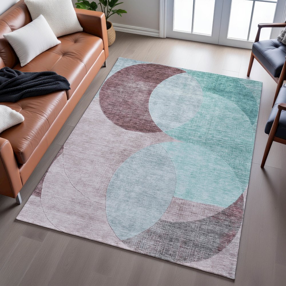 Premium Machine Washable Mayfield AMF1140 Teal 10' x 14' Rug