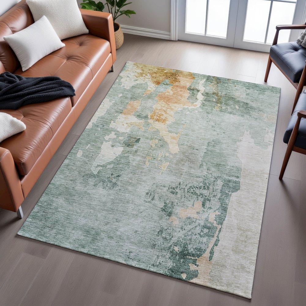 Premium Machine Washable Mayfield AMF1157 Seafoam 10' x 14' Rug