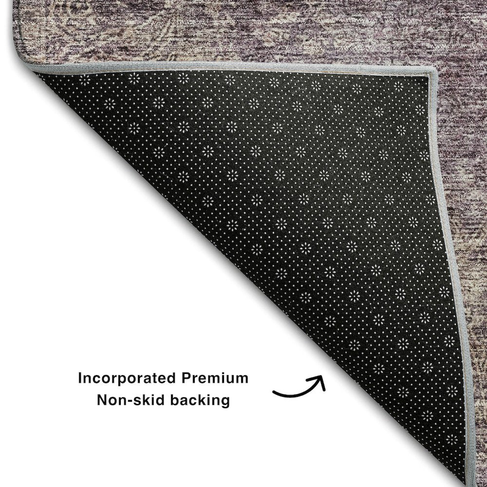 Premium Machine Washable Mayfield AMF1172 Plum 8' x 8' Round Rug
