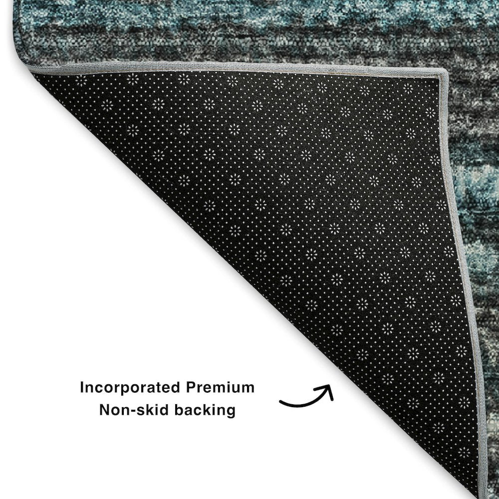 Premium Machine Washable Mayfield Teal 8' x 8' Round Rug