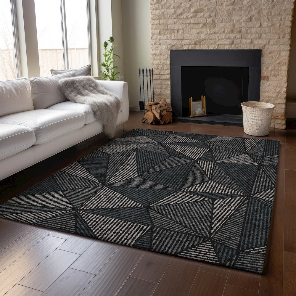 Premium Machine Washable Mayfield Black 10' x 14' Rug
