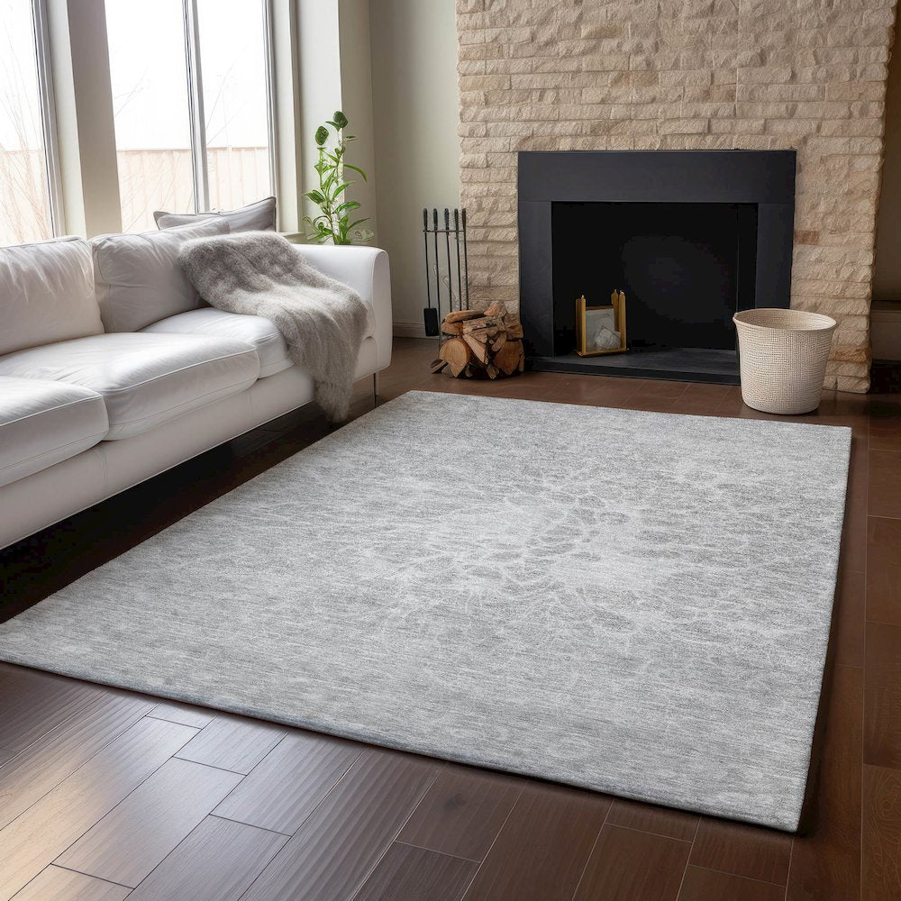 Premium Machine Washable Mayfield AMF653 Silver 10' x 14' Rug