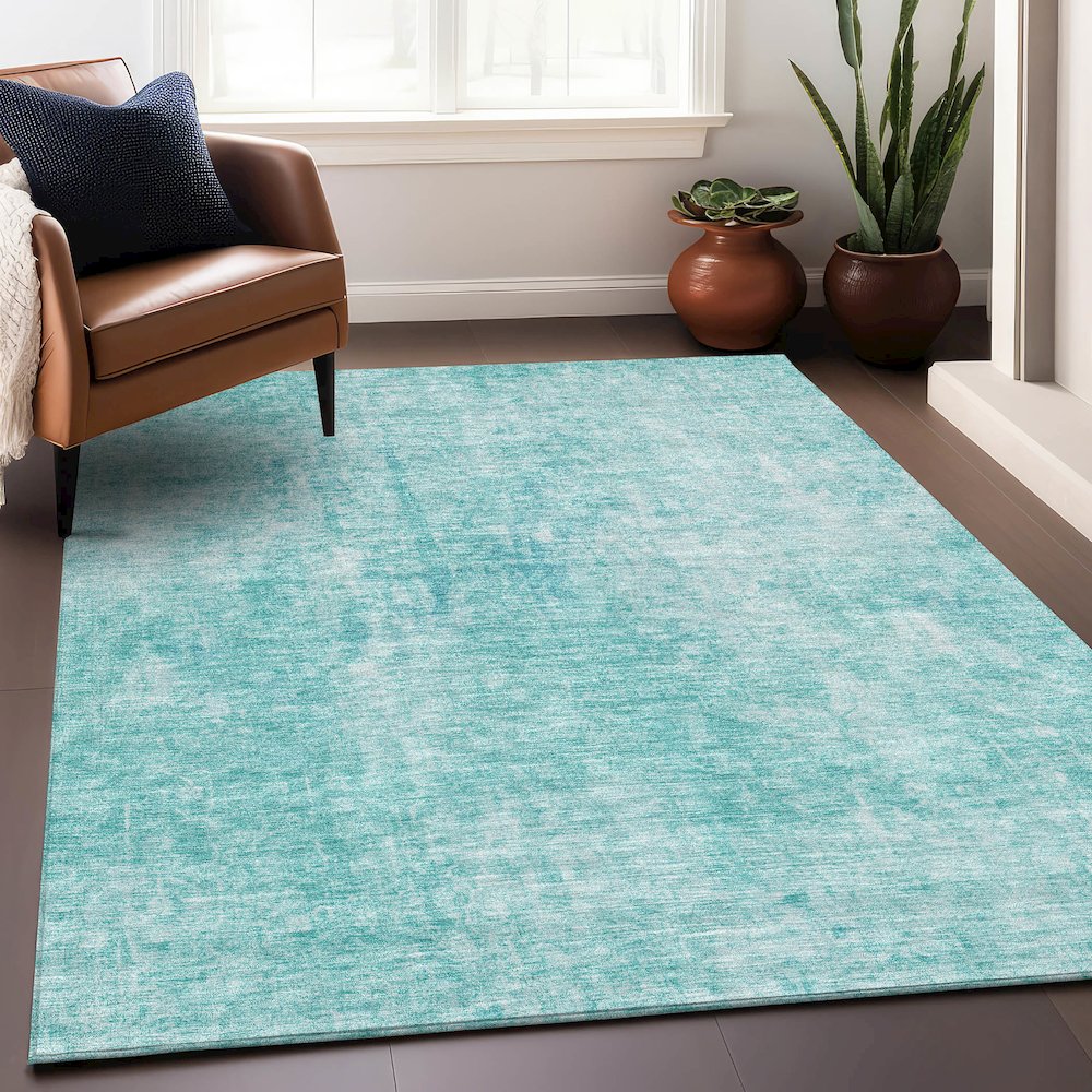 Premium Machine Washable Mayfield AMF656 Teal 10' x 14' Rug
