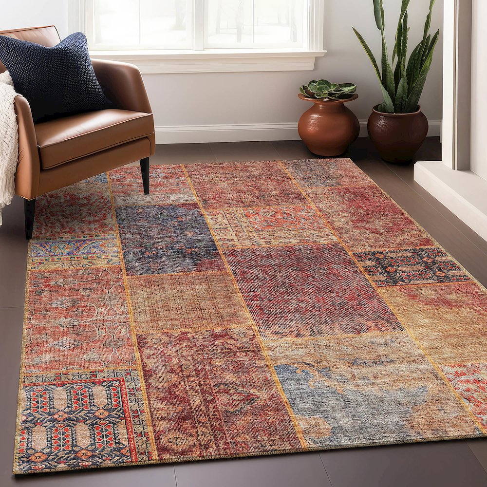 Premium Machine Washable Mayfield AMF669 Red 10' x 14' Rug