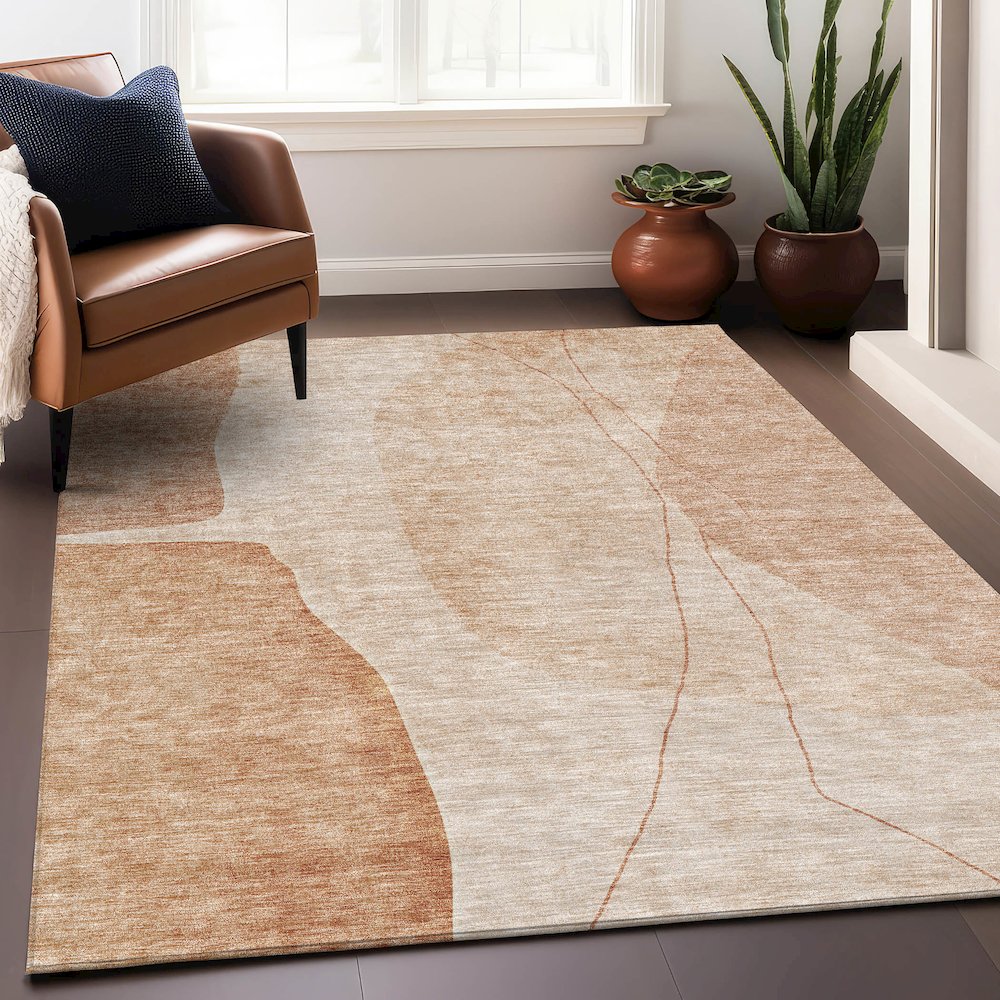 Premium Machine Washable Mayfield AMF696 Terracotta 10' x 14' Rug