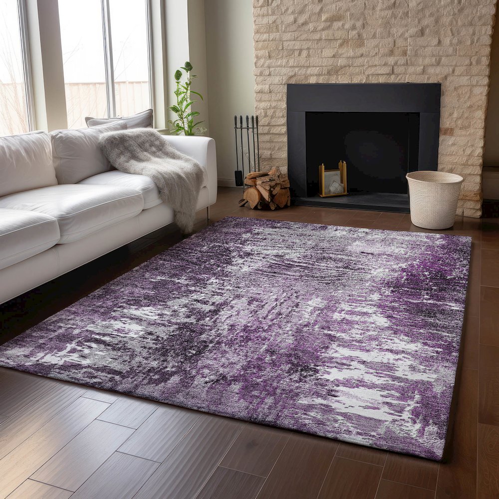 Premium Machine Washable Mayfield AMF718 Eggplant 10' x 14' Rug