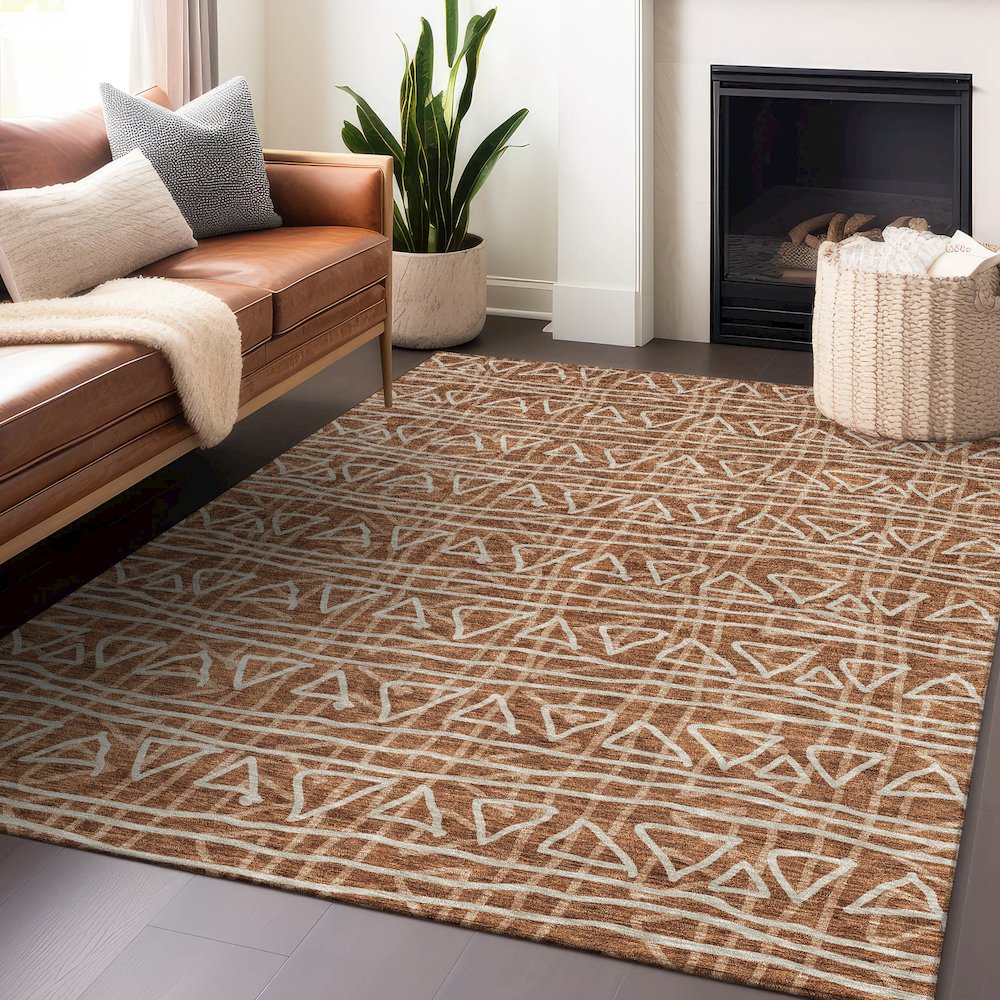 Premium Machine Washable Mayfield AMF730 Terracotta 10' x 14' Rug