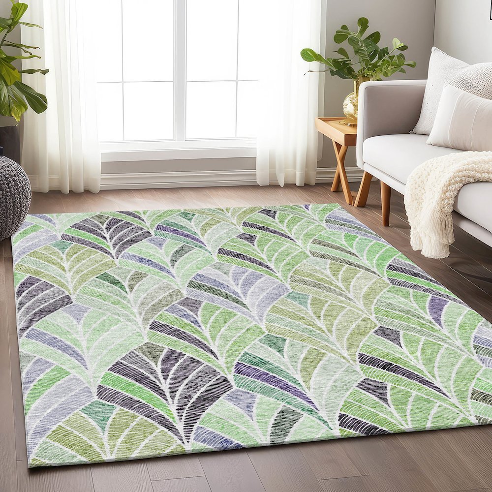 Premium Machine Washable Mayfield AMF851 Green 10' x 14' Rug