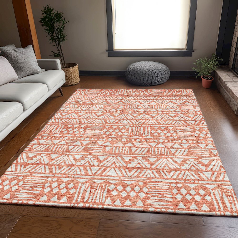 Premium Machine Washable Mayfield AMF907 Coral 10' x 14' Rug