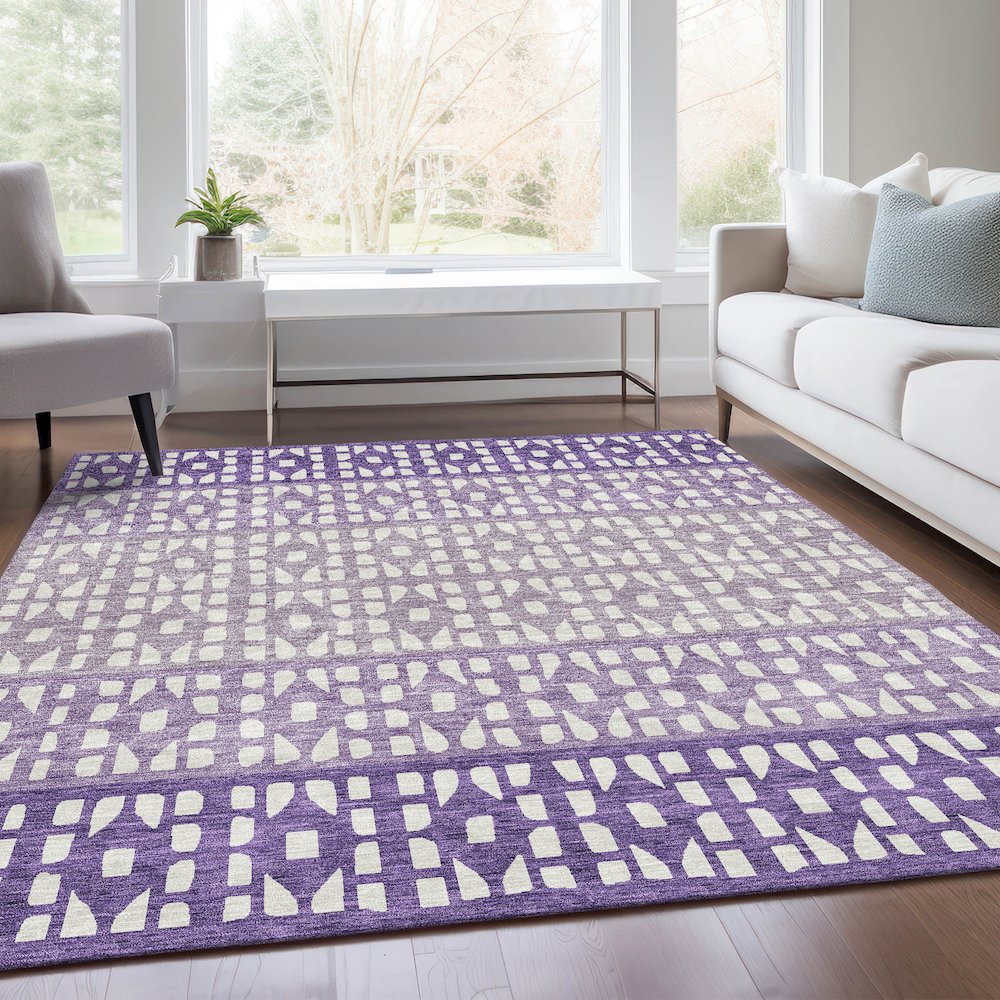 Premium Machine Washable Mayfield AMF964 Purple 10' x 14' Rug
