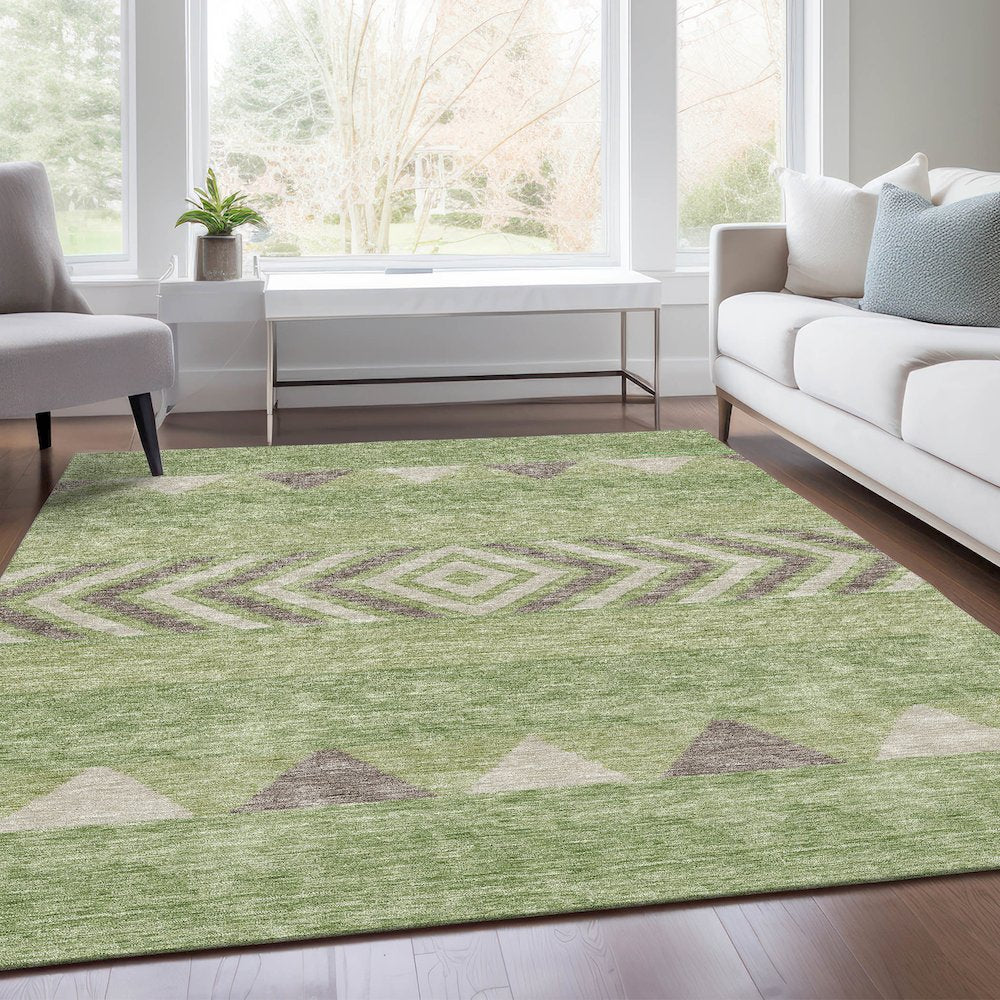 Premium Machine Washable Mayfield AMF965 Green 10' x 14' Rug