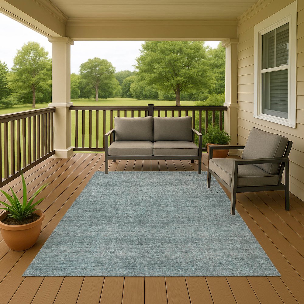 Luxury Washable Indoor/Outdoor Burano Seafoam 10' x 14' Rug