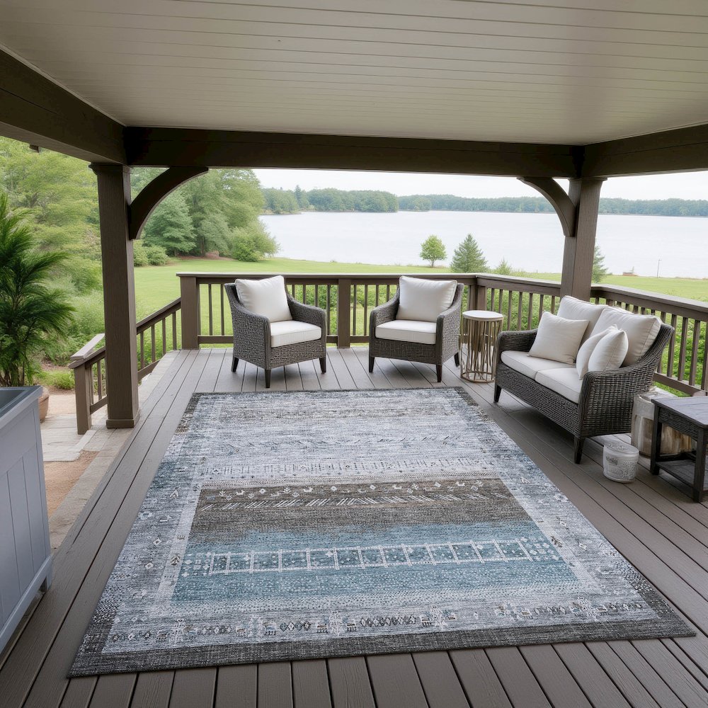 Indoor/Outdoor Karaj Blue 10' x 14' Rug