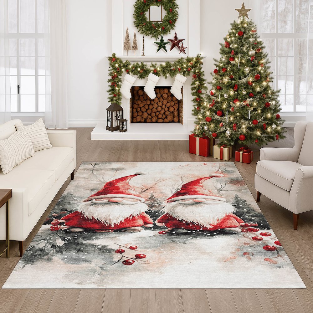 Luxury Washable Indoor/Outdoor Merry & Bright Ivory 10' x 14' Rug