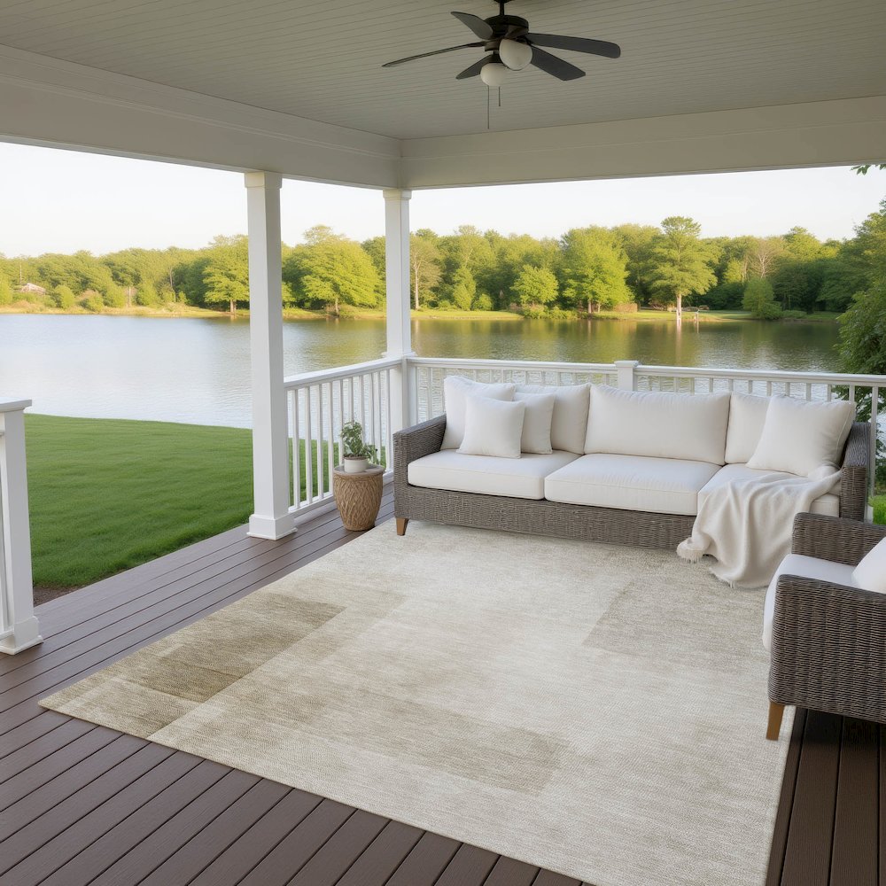 Machine Washable Indoor/Outdoor Pacifica Khaki 10' x 14' Rug