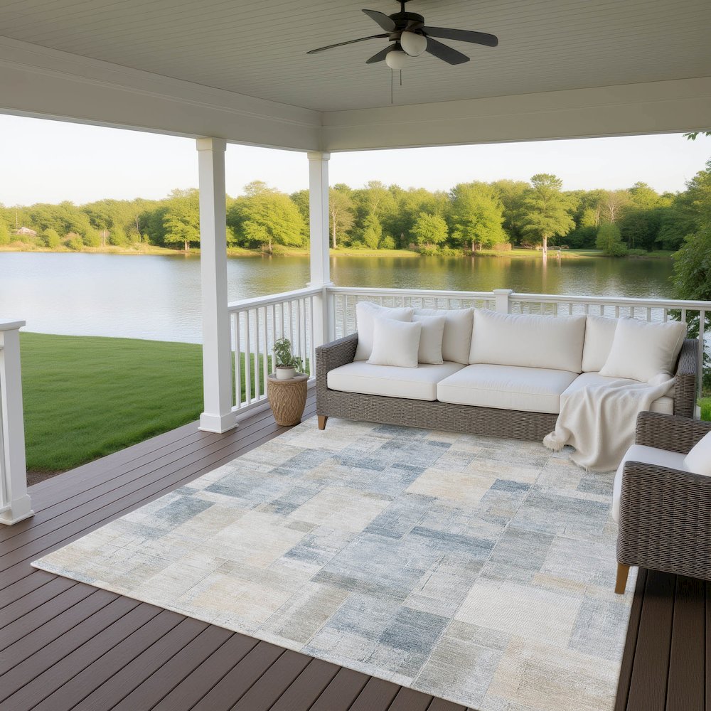 Luxury Washable Indoor/Outdoor Ravenna Denim 10' x 14' Rug