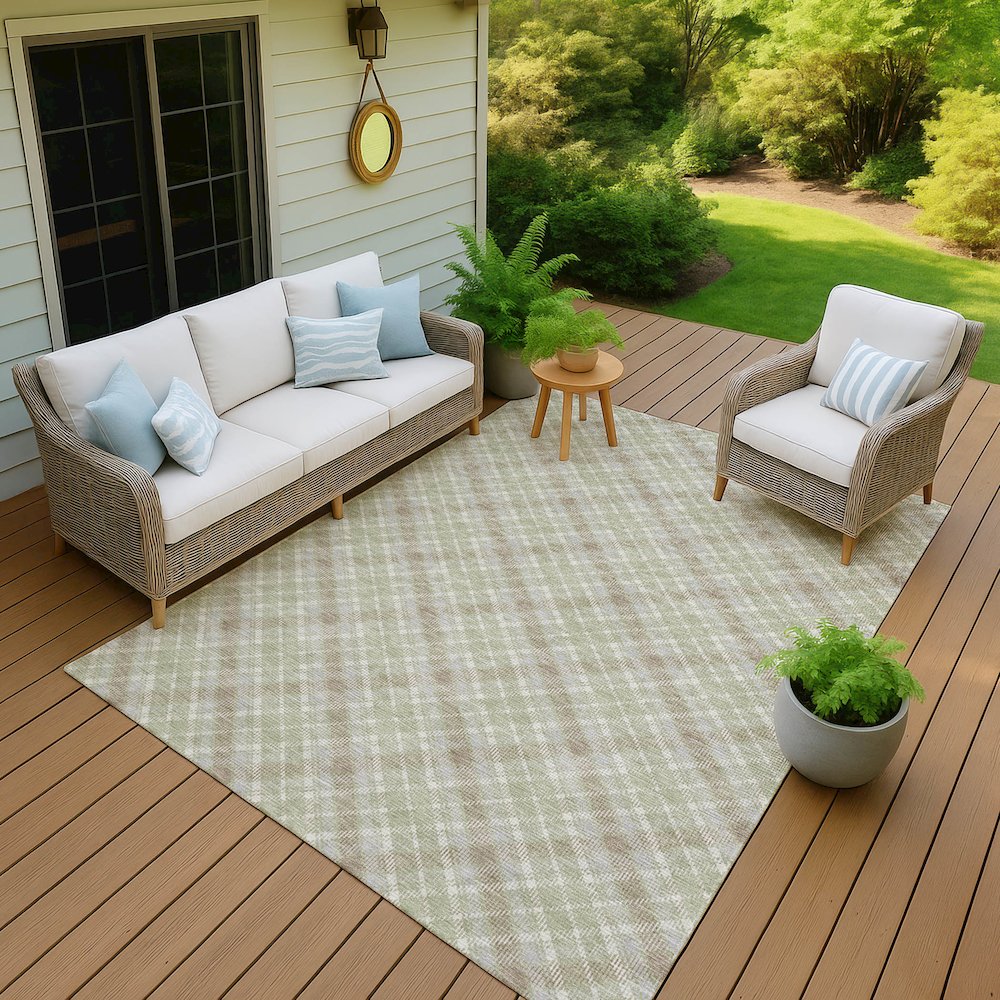 Luxury Washable Indoor/Outdoor Soft Essentials SE3 Green 9' x 12' Rug