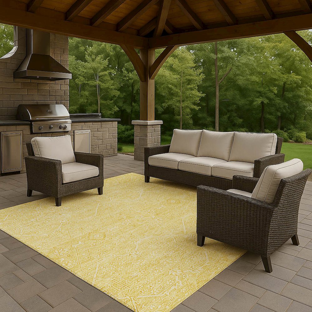 Luxury Washable Indoor/Outdoor Solace Yellow 10' x 14' Rug