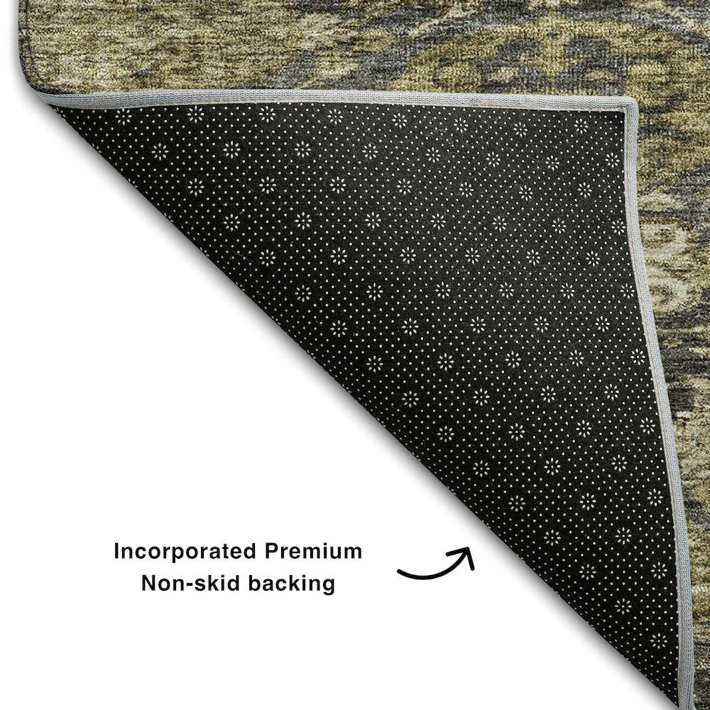 Premium Machine Washable Mayfield AMF1084 Charcoal 8' x 10' Rug