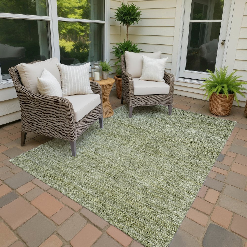 Luxury Washable Indoor/Outdoor Soft Essentials SE1 Green 10' x 14' Rug