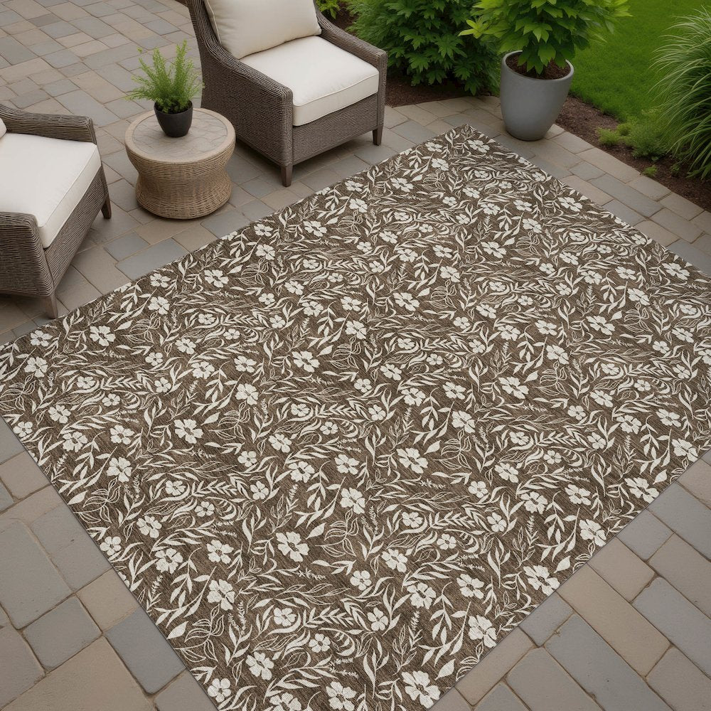 Luxury Washable Indoor/Outdoor Soft Essentials SE4 Brown 10' x 14' Rug