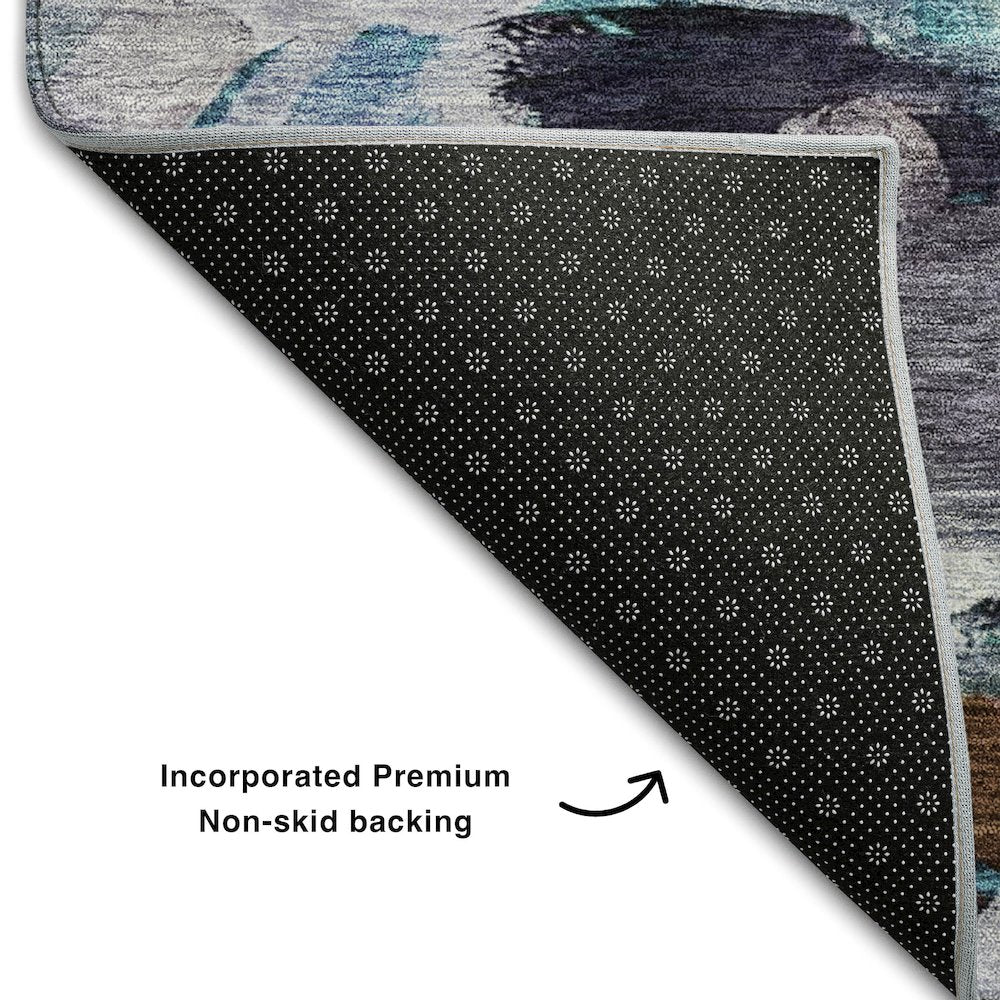 Premium Machine Washable Mayfield AMF1075 Blue 9' x 12' Rug