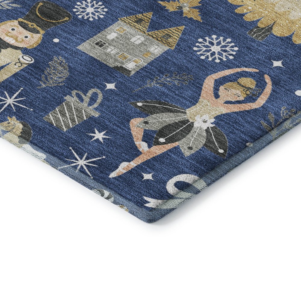 Luxury Washable Indoor/Outdoor Merry & Bright Navy 9' x 12' Rug
