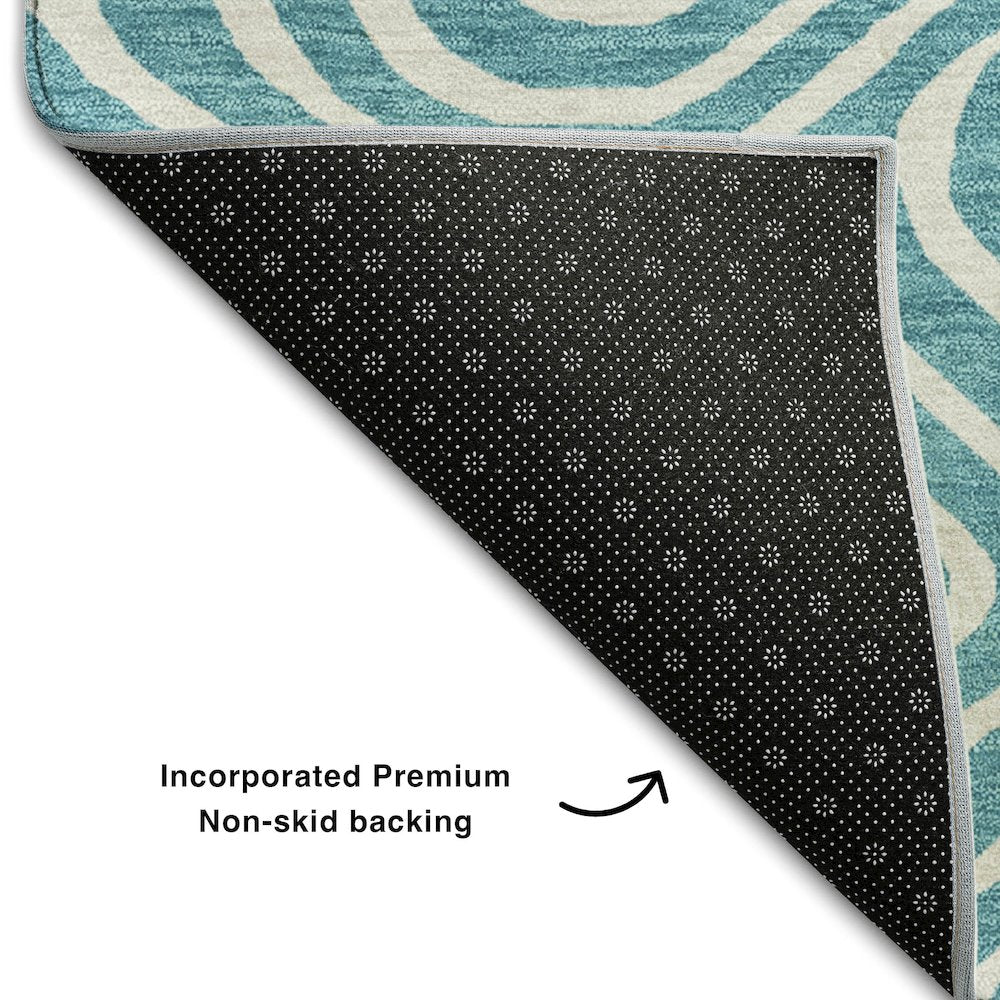 Premium Machine Washable Mayfield AMF1020 Teal 10' x 14' Rug