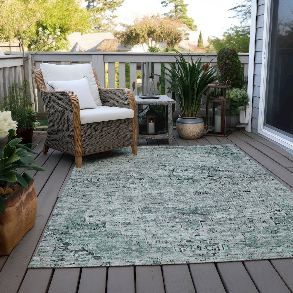 Machine Washable Indoor/Outdoor Chantille Teal 2'6" x 3'10" Rug