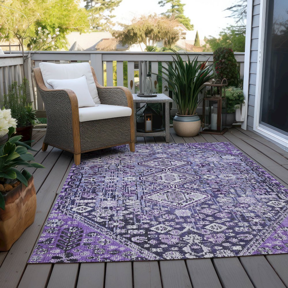 Machine Washable Indoor/Outdoor Chantille Purple 2'6" x 3'10" Rug