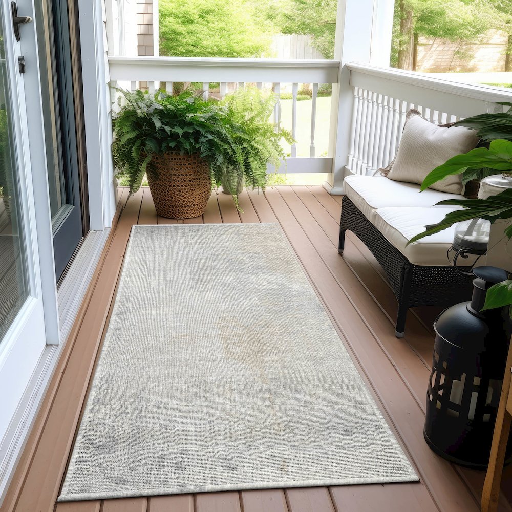 Machine Washable Indoor/Outdoor Chantille Ivory 2'3" x 7'6" Runner Rug